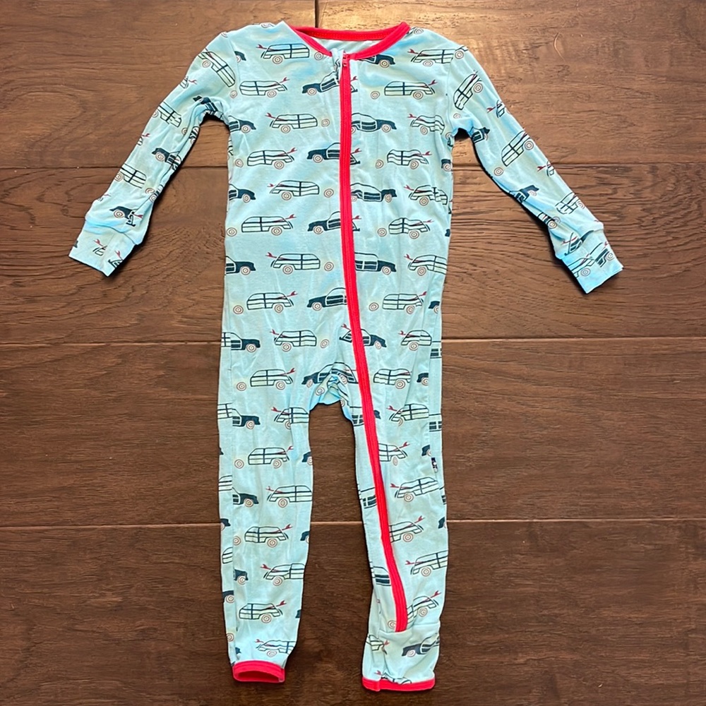 Kickee Pants camper and cars “shining sea woody” zip romper size 12-18 months